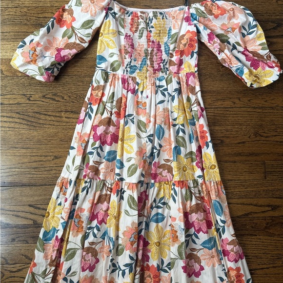 Euc- Vince Camuto Floral Off the Shoulder Stretch Cotton Midi Dress- size 2 - Picture 8 of 9